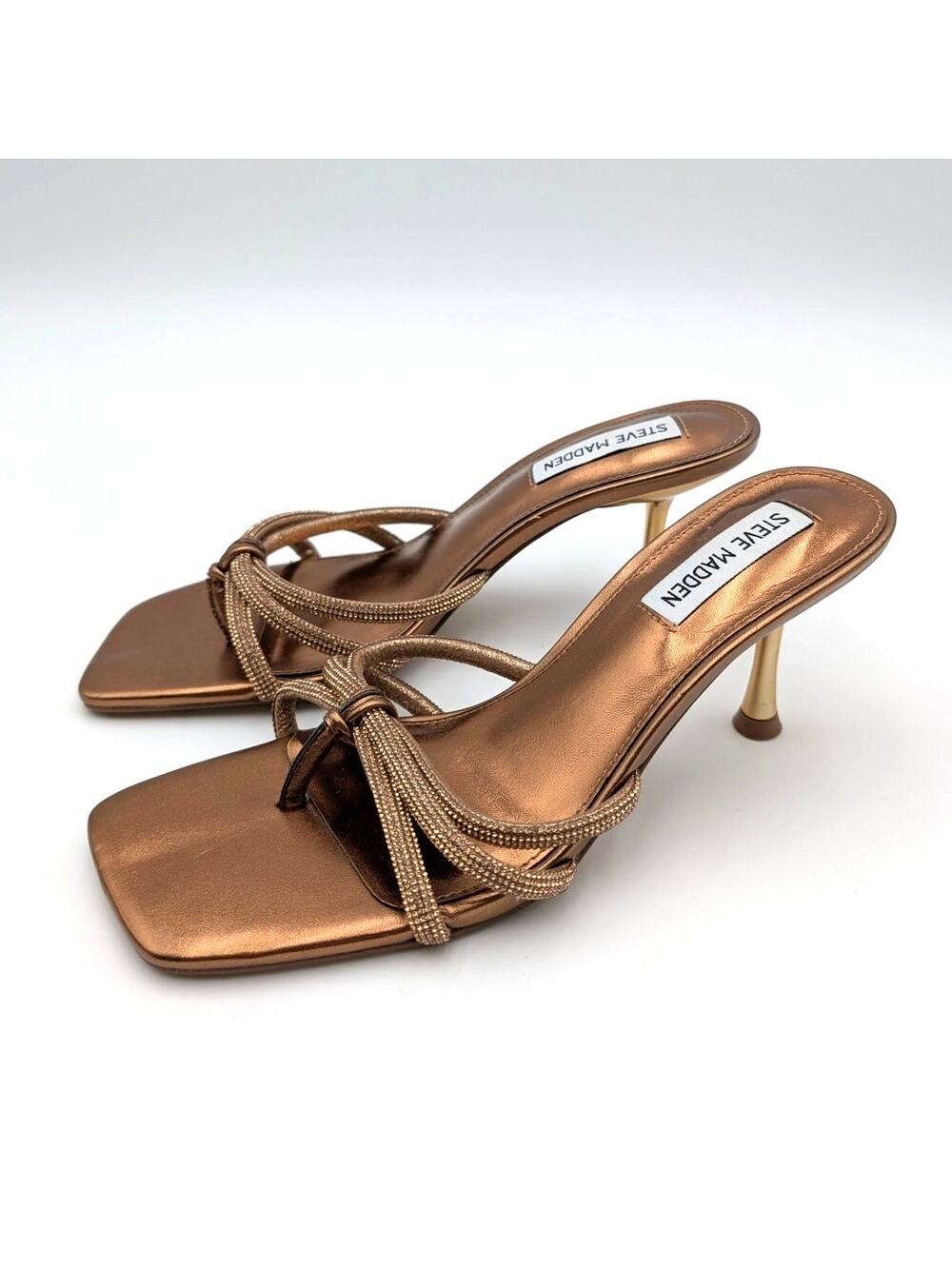 Steve Madden Jazzee Embellished Slide Sandal Women's Bronze Size US7.5M EU38